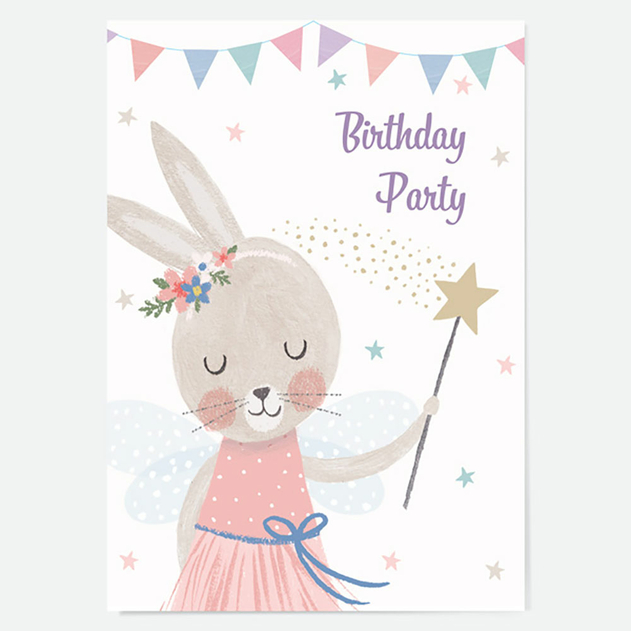 Image of Dotty About Paper Kids Birthday Invitations Flopsy Bunny (Pack of 10)