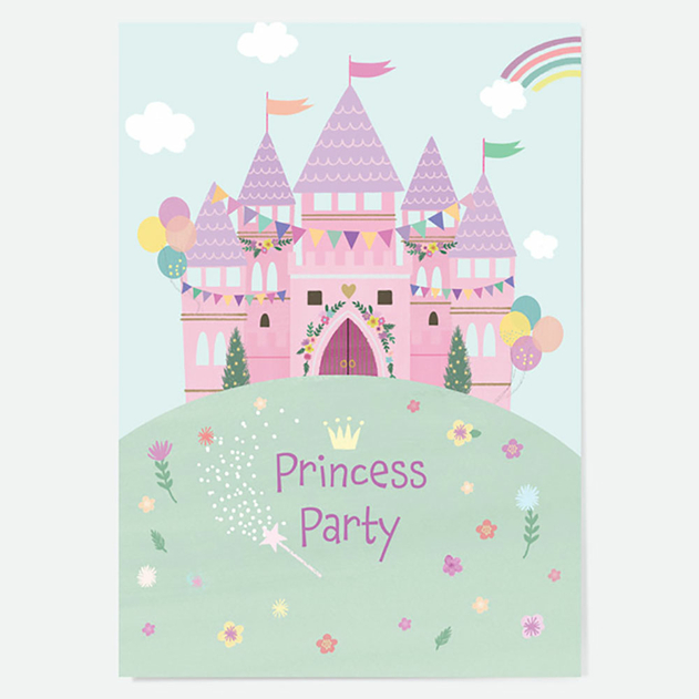 Image of Dotty About Paper Kids Birthday Invitations Princess Castle (Pack of 10)