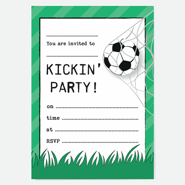 Image of Dotty About Paper Kids Birthday Invitations Kickin' Football (Pack of 10)