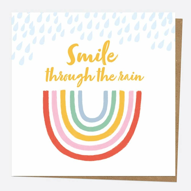 Image of Dotty About Paper Rainbow Smile Smile Through The Rain Paper Hug Charity Greeting Card
