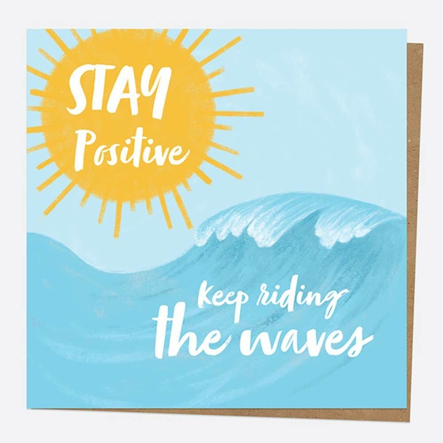 Image of Dotty About Paper Waves Stay Positive, Keep Riding The Waves Paper Hug Charity Greeting Card