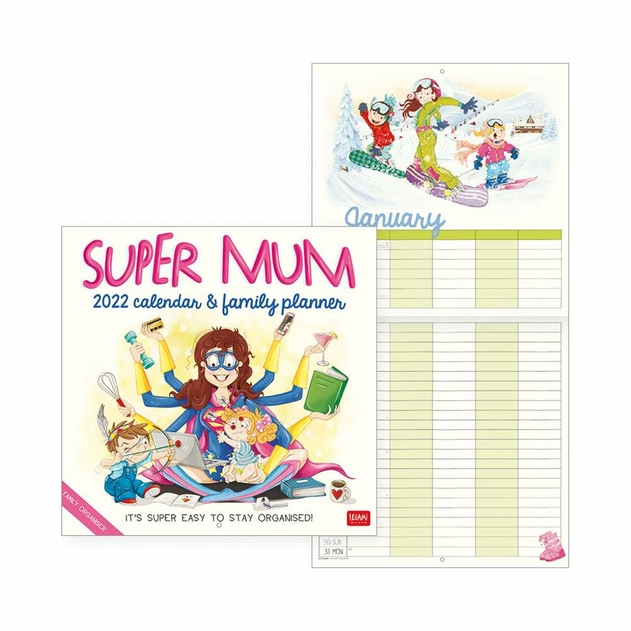 Image of Legami 2022 Uncoated Paper Square Calendar- Super Mum