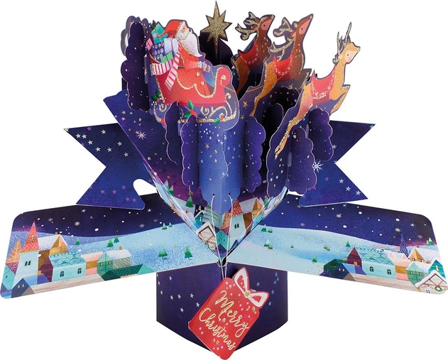 Image of Second Nature Village With Santa In Sky Christmas Card
