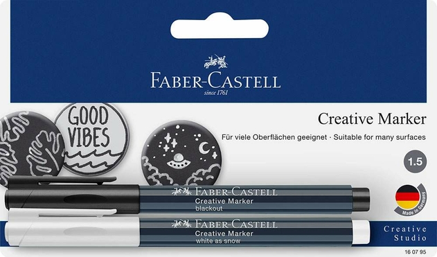 Faber-Castell Creative Studio Black and White Markers (Pack of 2)