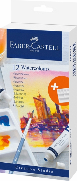 Faber-Castell Creative Studio 12 Watercolour Paints with Brush and Palette