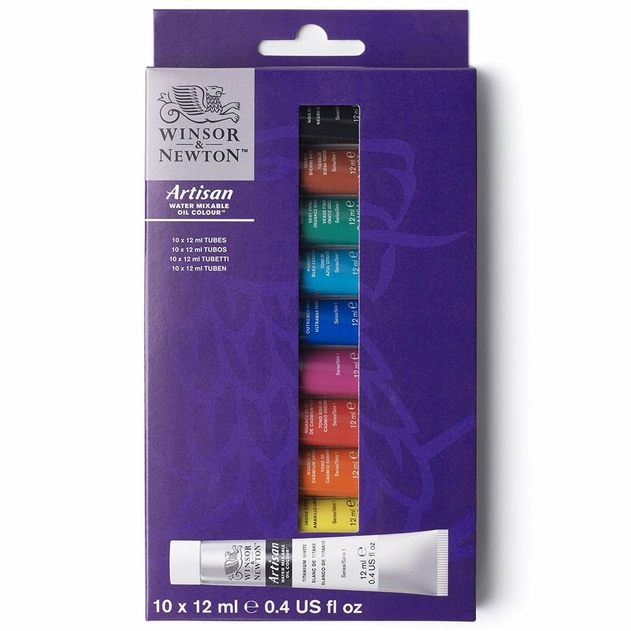 Winsor & Newton Artisan Water Mixable Oil Colour Set of 10x12ml Paint Tubes