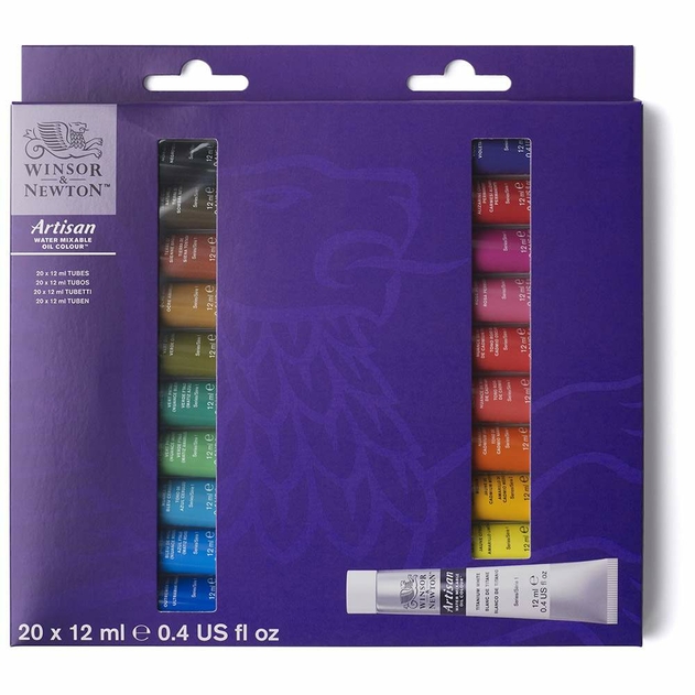 Winsor & Newton Artisan Water Mixable Oil Colour Set of 20x12ml Paint Tubes