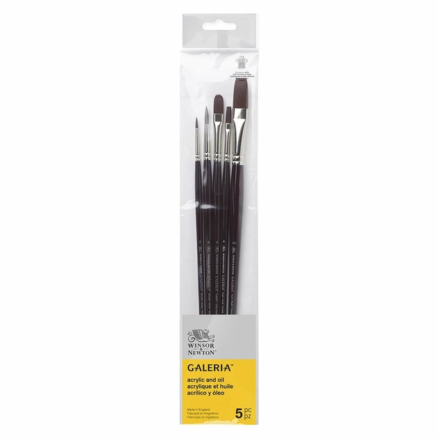 Winsor & Newton Galeria Acrylic Brush Set 3 Long Handle (Pack of 5)