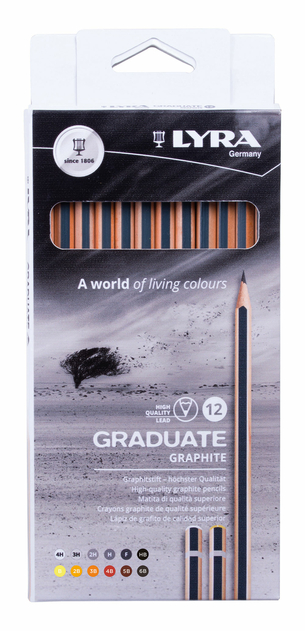 Lyra Graduate Graphite Sketching Pencils (Tin of 12)