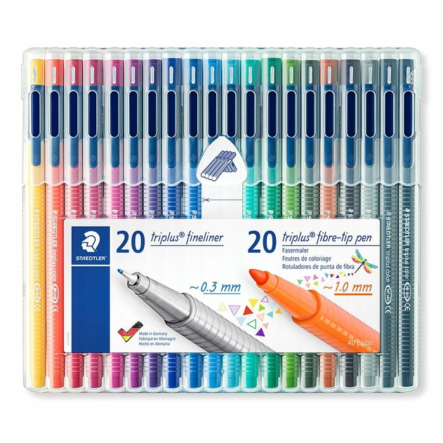 STAEDTLER triplus Fineliners and Fibre-Tip Pens (Pack of 40)