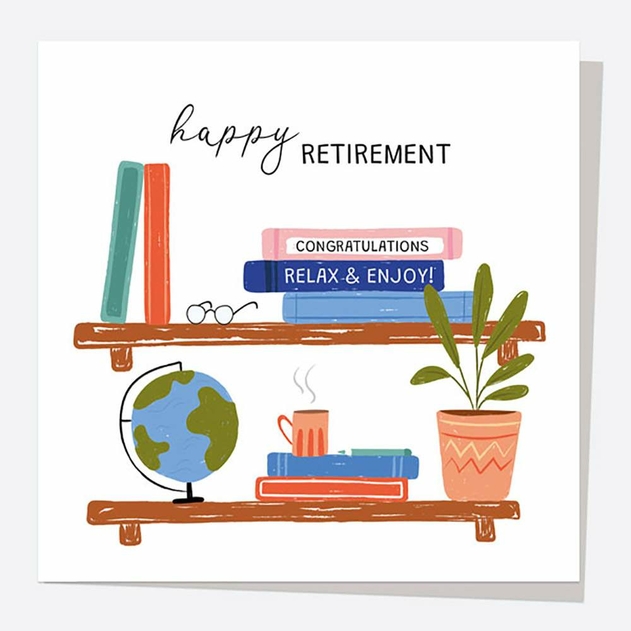 Image of Dotty About Paper Bookshelf Retirement Card
