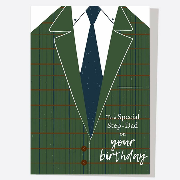 Image of Dotty About Paper Step Dad Birthday Green Tweed Suit Card