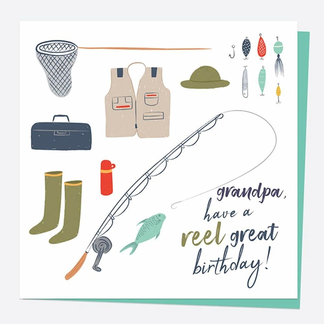 Image of Dotty About Paper Birthday Fishing Reel Great Grandpa Card