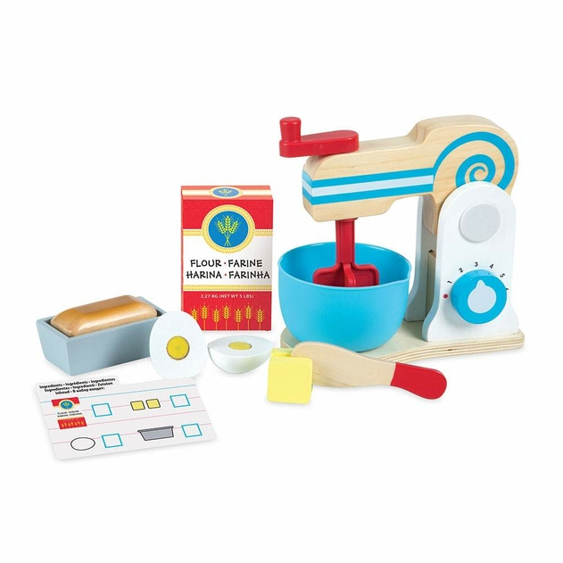 Image of Melissa and Doug Wooden Make-a-Cake Mixer Set