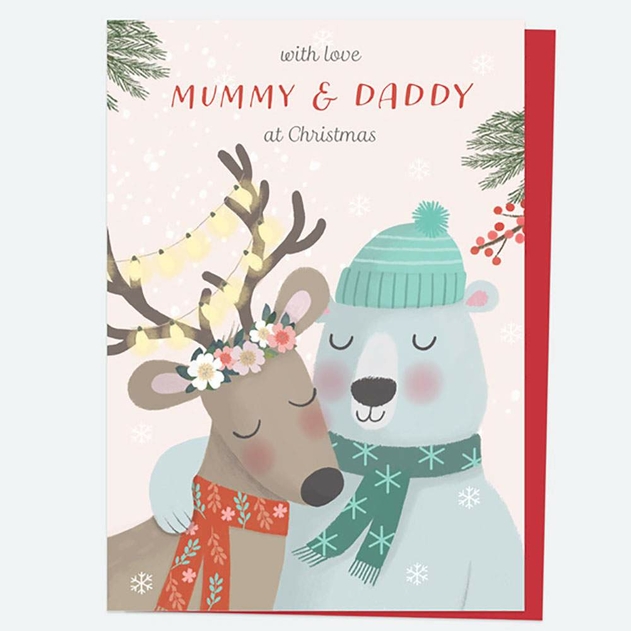 Image of Dotty About Paper Polar Pals Deer Mummy and Daddy Christmas Card