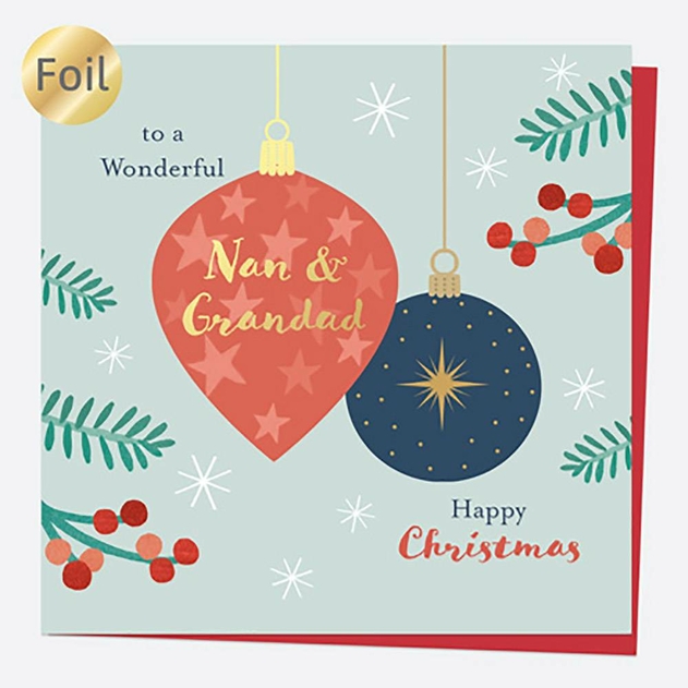 Image of Dotty About Paper Baubles and Berries Nan and Grandad Christmas Card