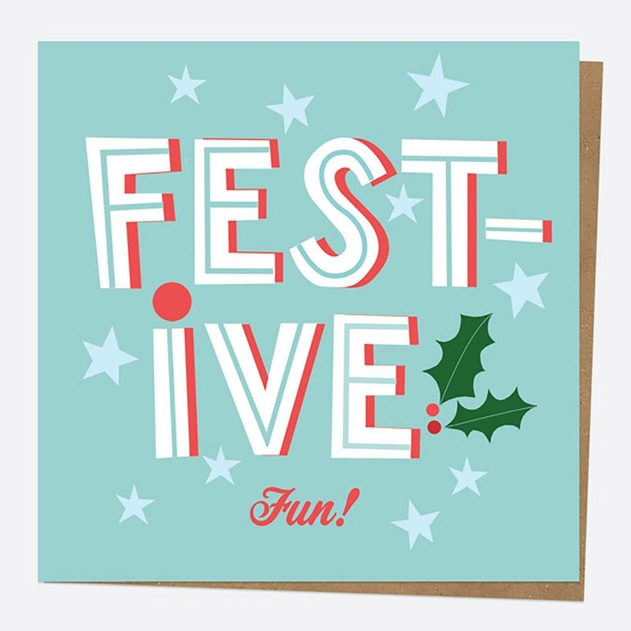Image of Dotty About Paper Yuletide Typography Festive Fun Christmas Card