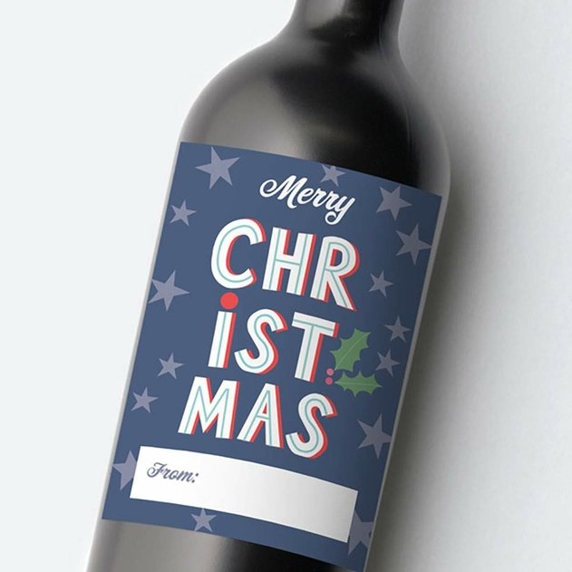 Image of Dotty About Paper Yuletide Typography Bottle Labels Pack of 8