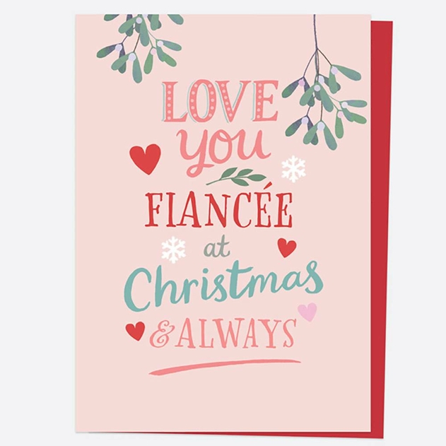 Image of Dotty About Paper Homespun Typography Fiancee Christmas Card