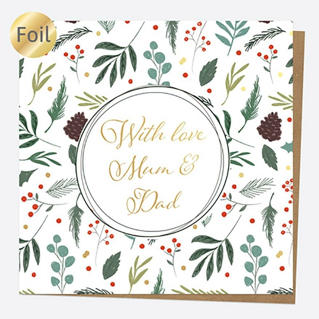 Image of Dotty About Paper Festive Foliage Mum and Dad Christmas Card
