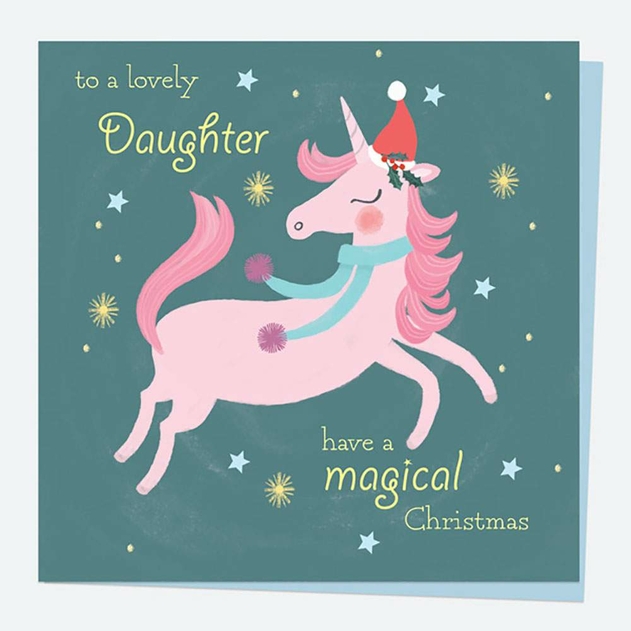 Image of Dotty About Paper Festive Unicorn Lovely Daughter Christmas Card