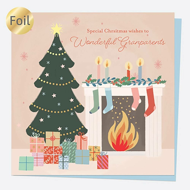 Image of Dotty About Paper Festive Fireplace Grandparents Christmas Card