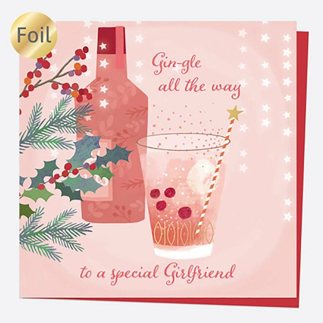Image of Dotty About Paper Festive Fizz Gin Special Girlfriend Christmas Card