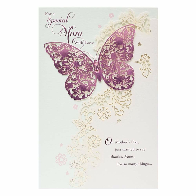 Image of UK Greetings Opullent Butterfly Mum Mother's Day Card