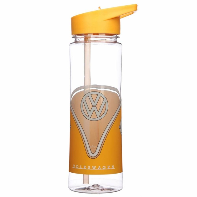 Image of Volkswagen VW T1 Camper Bus Orange Shatterproof Water Bottle with Flip Straw