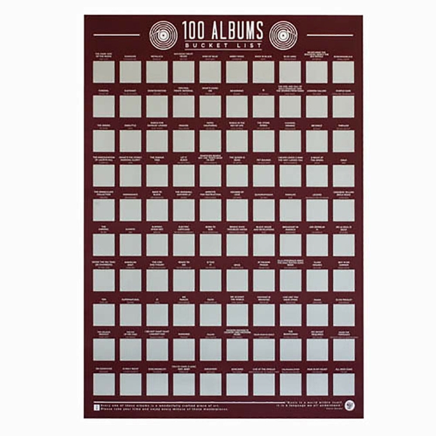 Image of 100 Albums Bucket List Scratch Poster