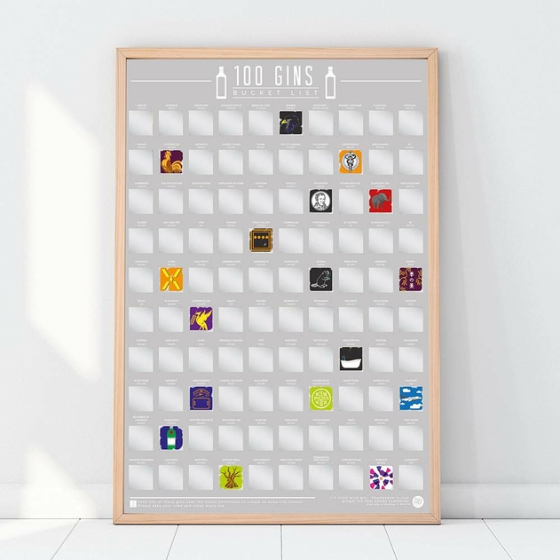 Image of 100 Gins Bucket List Scratch Poster
