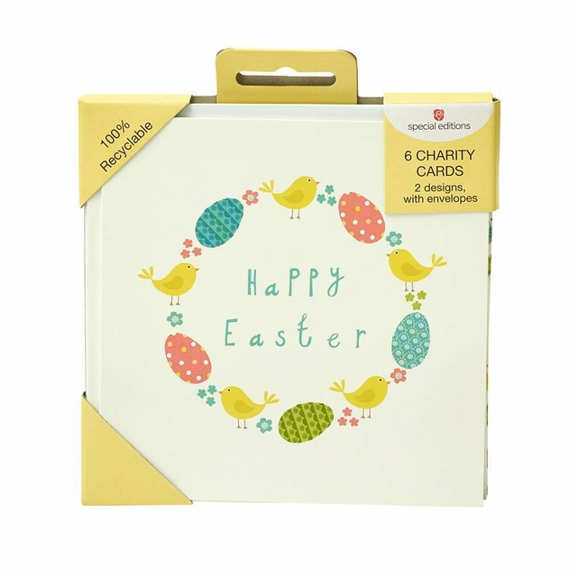 Image of UK Greetings Happy Easter Recyclable Charity Easter Cards (Pack of 6, 2 Designs)