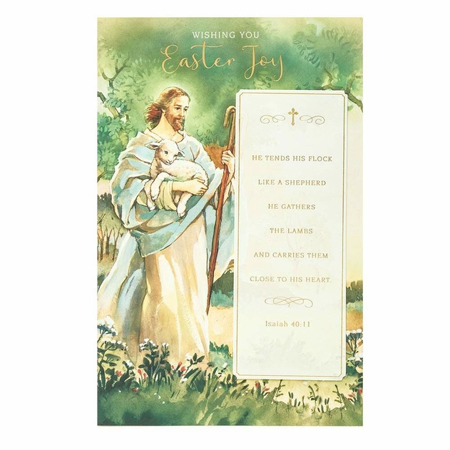 Image of UK Greetings Wishing You Easter Joy Bible Verse Keepsake Bookmark Easter Card
