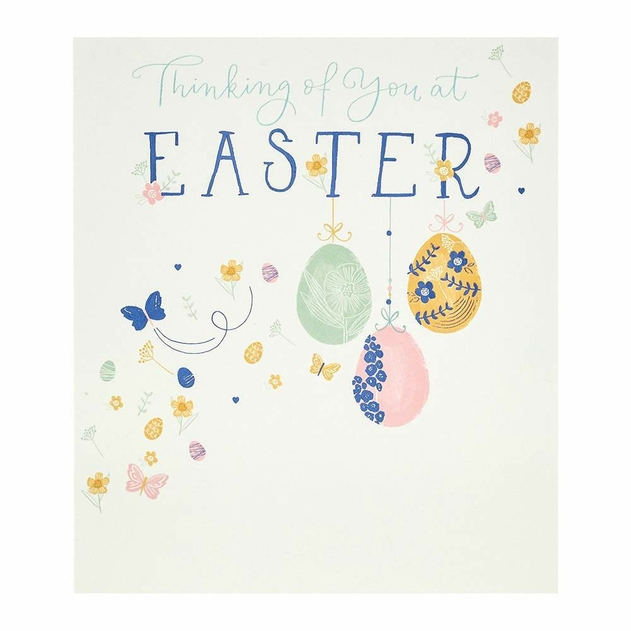 Image of UK Greetings Thinking Of You At Easter Floral Easter Card