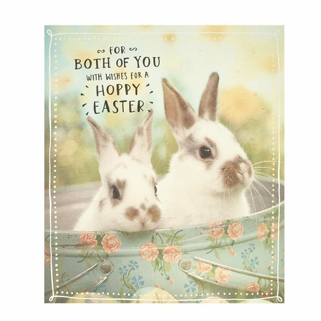 Image of UK Greetings To Both Photographic Adorable Bunnies Easter Card