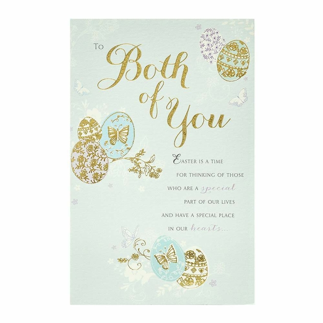 Image of UK Greetings To Both Gold Filigree Eggs Design Easter Card