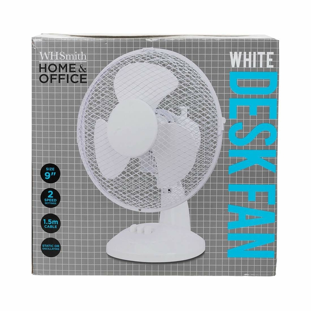 WHSmith 9inch White Desk Fan