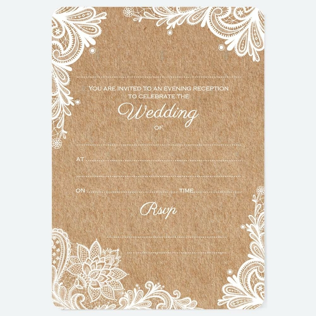 Image of Dotty About Paper Rustic Lace Evening Invites Pack of 10