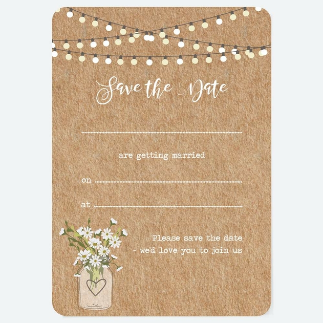 Image of Dotty About Paper Rustic Mason Jar Save The Date Cards Pack of 10