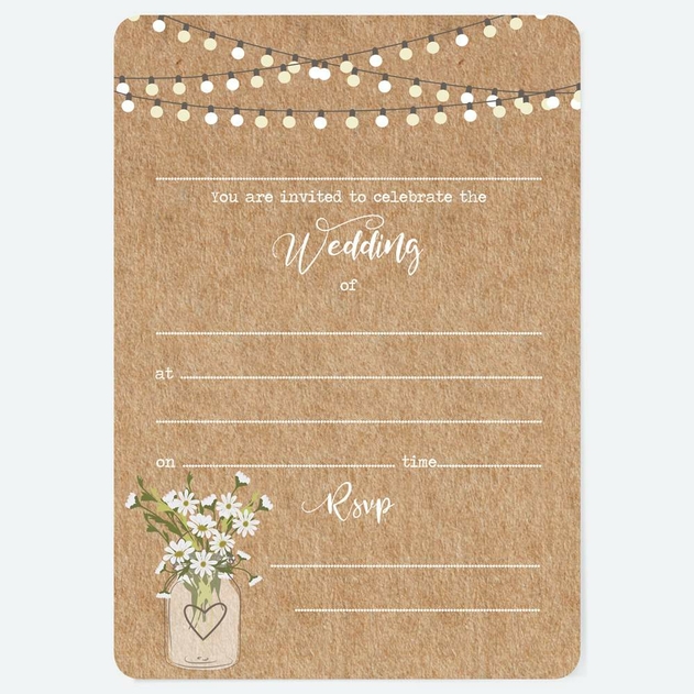 Image of Dotty About Paper Rustic Mason Jar Wedding Invites Pack of 10