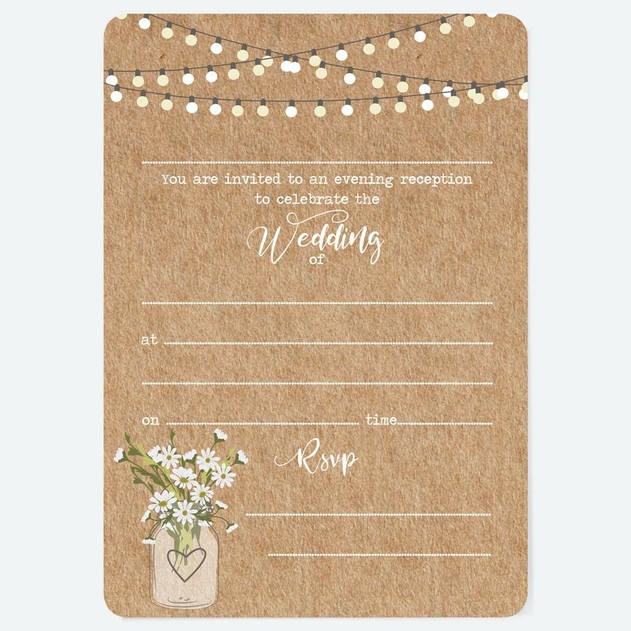 Image of Dotty About Paper Rustic Mason Jar Evening Invites Pack of 10