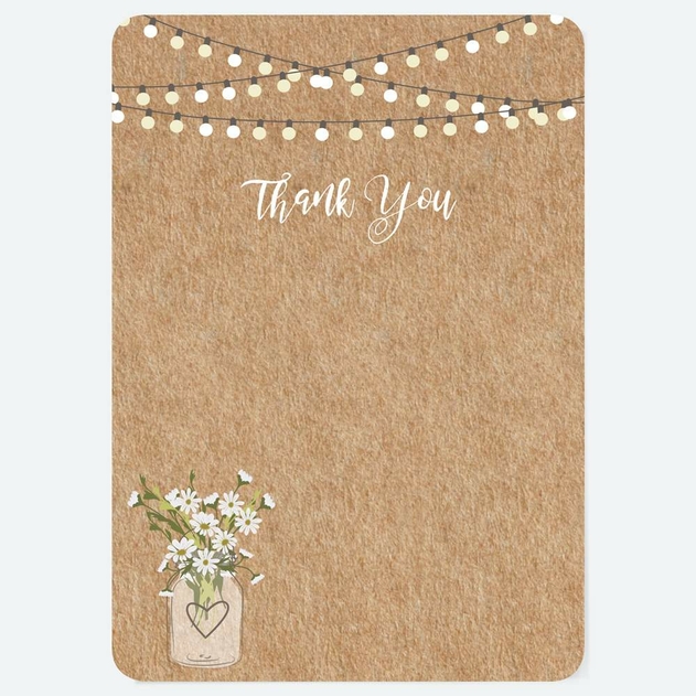 Image of Dotty About Paper Rustic Mason Jar Wedding Thank You Cards Pack of 10