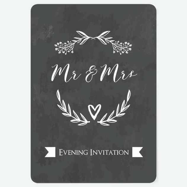 Image of Dotty About Paper Mr and Mrs Chalkboard Evening Invites Pack of 10