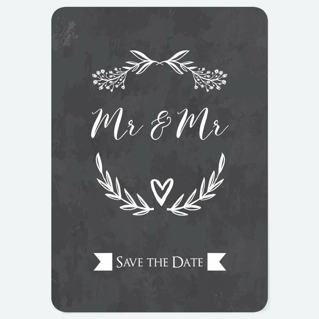 Image of Dotty About Paper Mr and Mrs Floral Chalkboard Save The Date Cards Pack of 10