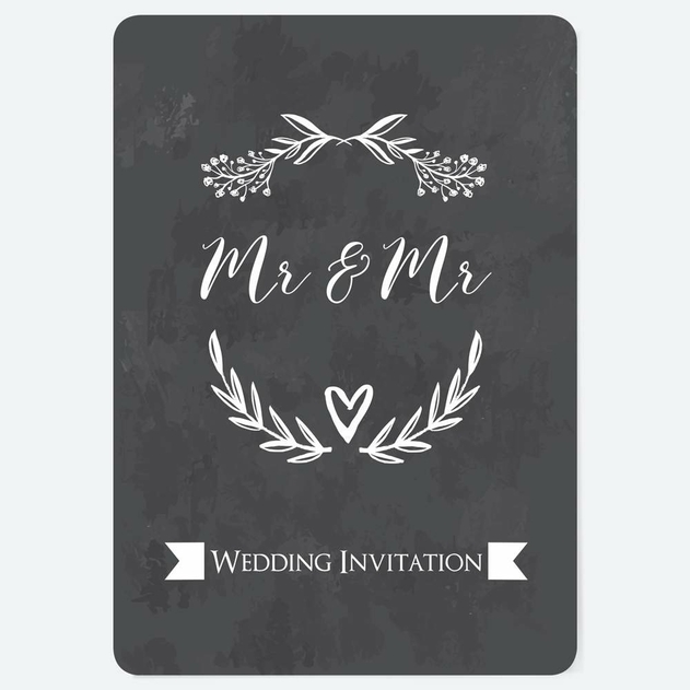 Image of Dotty About Paper Mr and Mr Floral Chalkboard Write Wedding Invites Pack of 10
