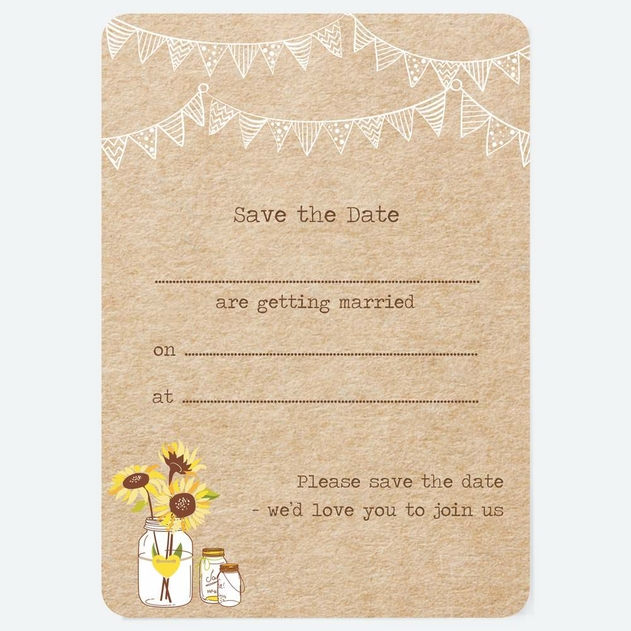 Image of Dotty About Paper Rustic Sunflower Save The Date Cards Pack of 10