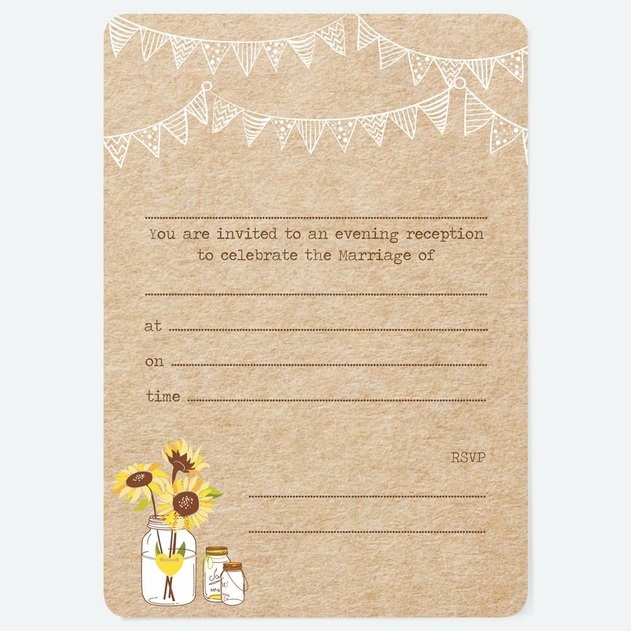 Image of Dotty About Paper Rustic Sunflower Evening Invites Pack of 10