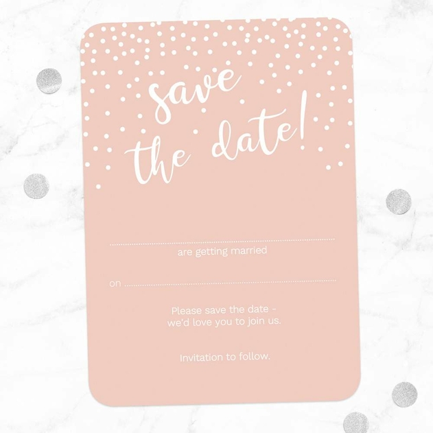 Image of Dotty About Paper Blush Confetti Save The Date Card Pack of 10