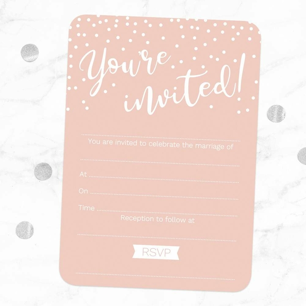 Image of Dotty About Paper Blush Confetti Wedding Invites Pack of 10