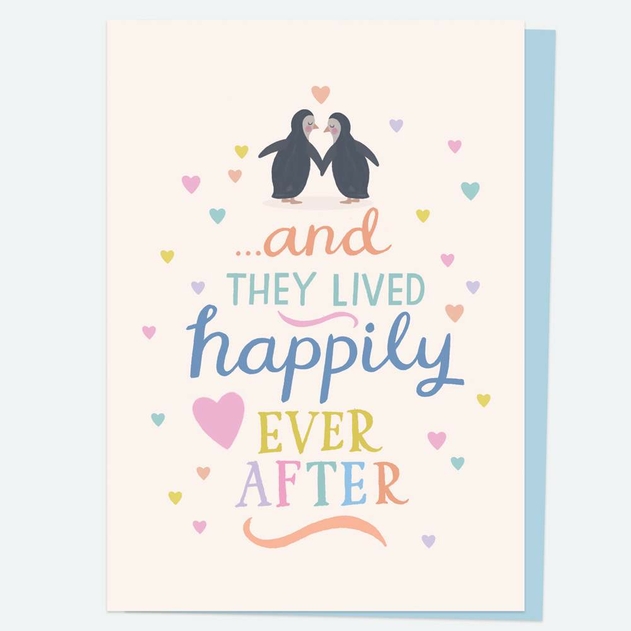 Image of Dotty About Paper Penguins Ever After Wedding Card